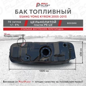 Топливный бак Ssang Yong Kyron 2005-2015 бензин