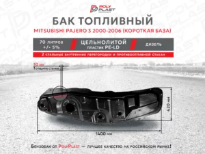 Топливный бак Mitsubishi Pajero 3 2000-2006 дизель 3дв